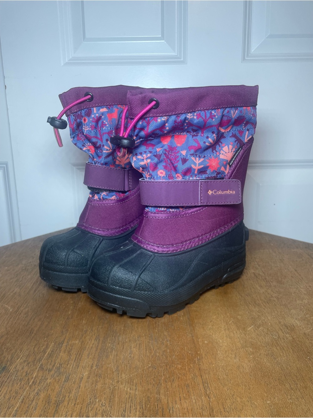 Columbia Printed Twin Tundra Kids’ Snow Boots Purple Floral Size 10